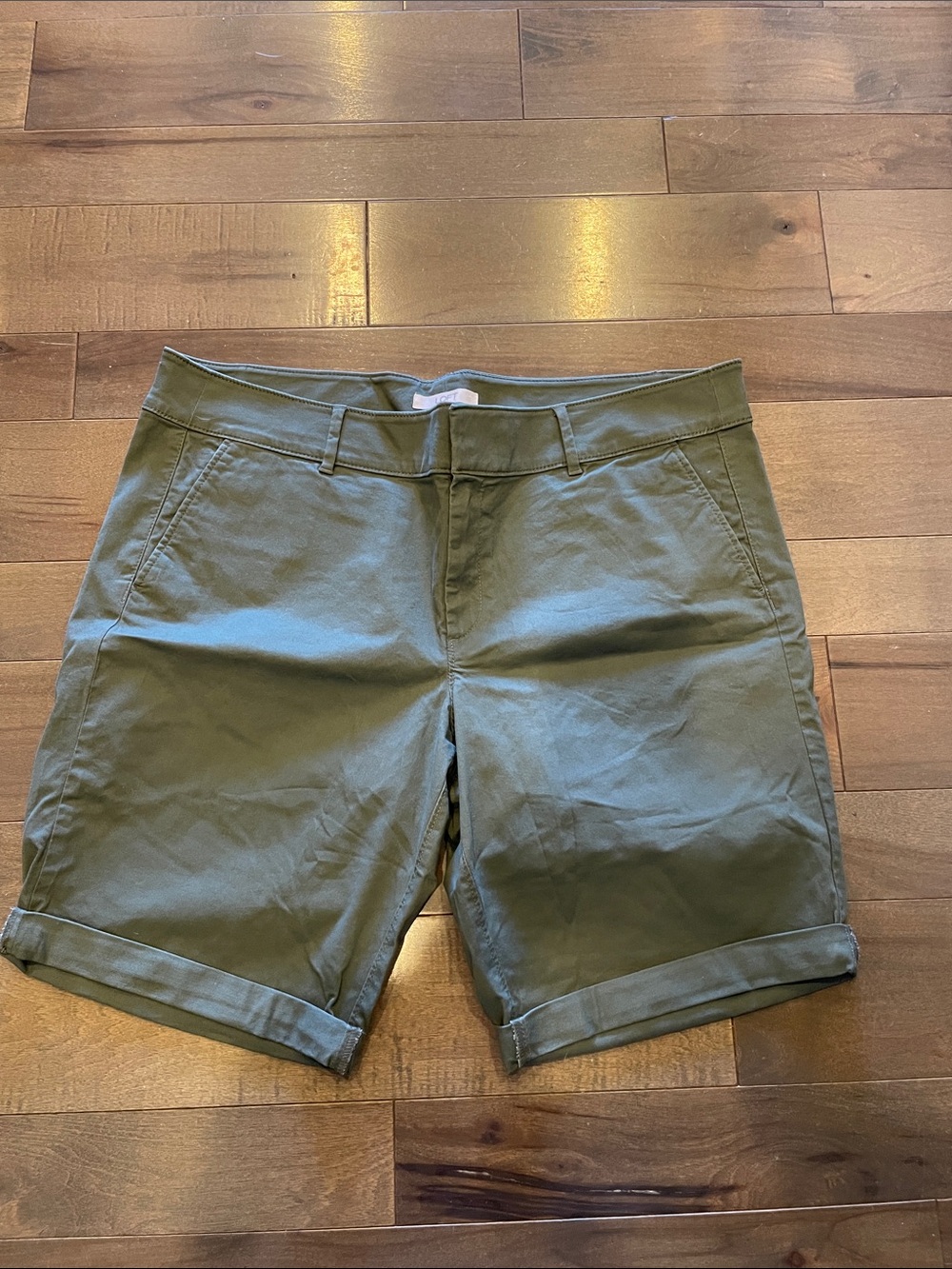 LOFT Olive Green Cuffed Bermuda Shorts